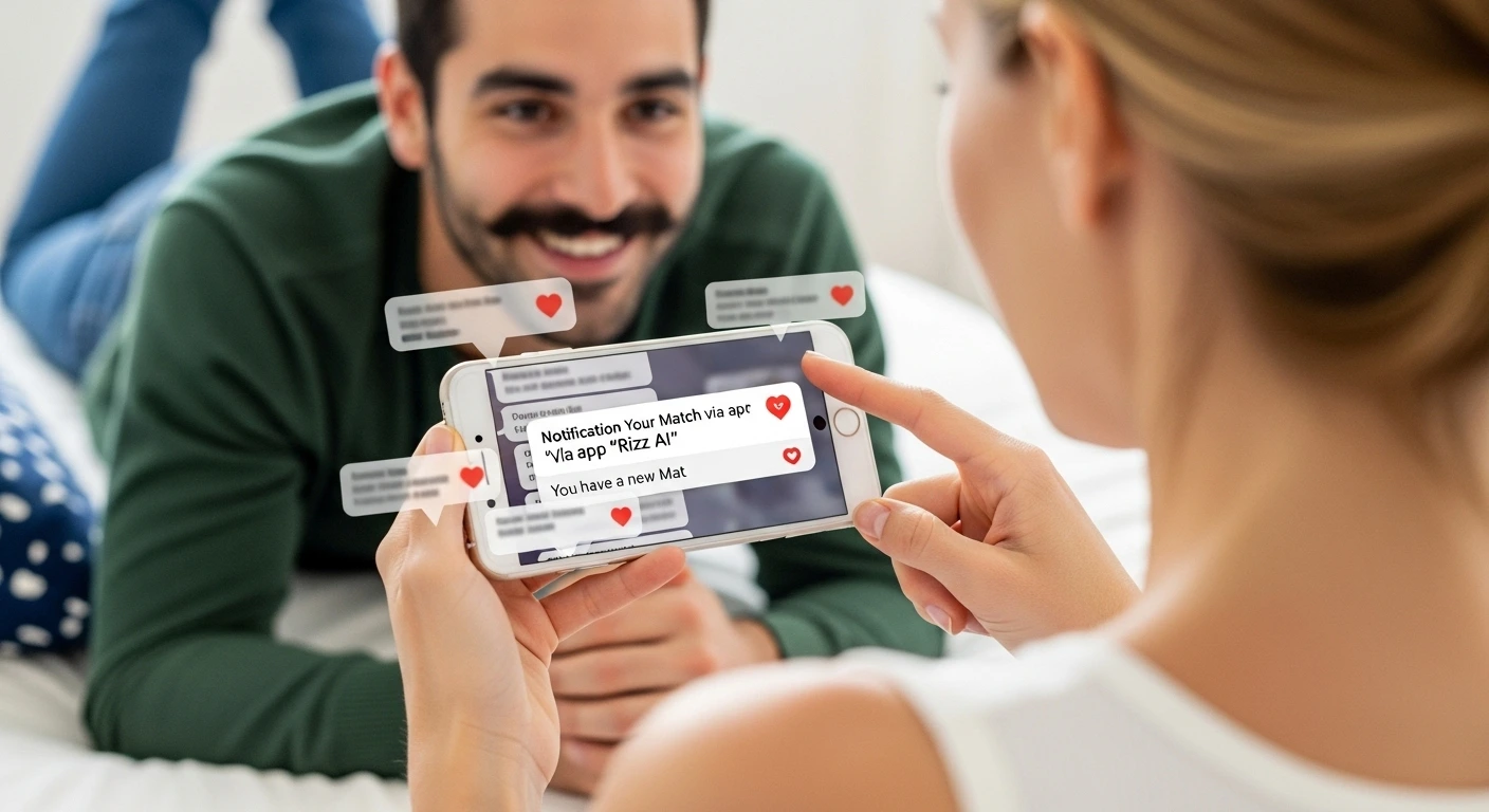 Rizz AI app 2 Playful couple chatting rizz